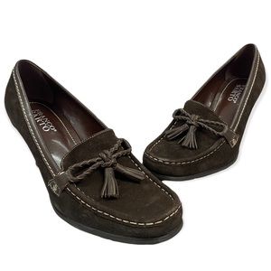 Franco Sarto - Suede - Brown - Heel Loafers - Size 7.5